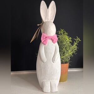 Hand Carved Easter Bunny 16” Tall Wooden Tabletop Decor Spring NWT